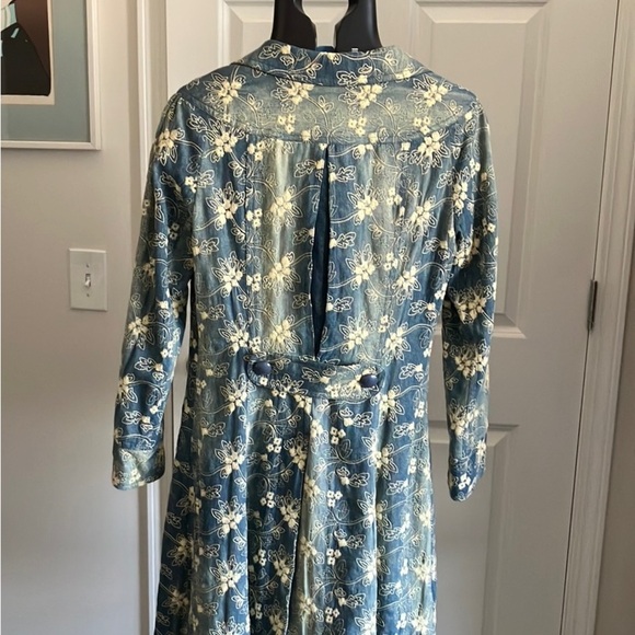Nanette Lepore long denim asymmetrical floral embroidered denim jacket trench 4 - Picture 14 of 17